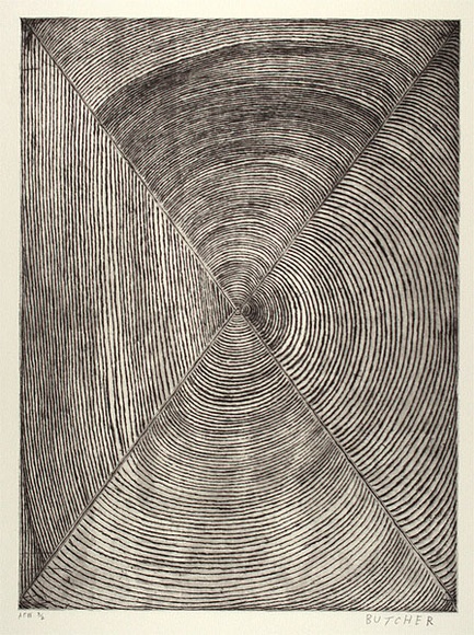 Artist: b'Cherel, Kumanjayi (Butcher).' | Title: b'Jilawoona / Willy willy II' | Date: 1998 | Technique: b'etching, printed in black ink, from one plate'