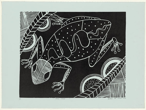 Artist: b'Hobson, Silas.' | Title: b'Frog time' | Date: 1997 | Technique: b'linocut, printed in black ink, from one block'