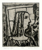 Artist: b'Brash, Barbara.' | Title: b'Head of girl.' | Date: c.1953 | Technique: b'etching, softground printed with plate-tone in brown ink'