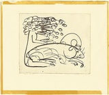 Artist: b'BOYD, Arthur' | Title: b'(Lion and mouse).' | Date: c.1969 | Technique: b'softground-etching, printed in black ink, from one plate' | Copyright: b'Reproduced with permission of Bundanon Trust'