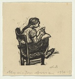 Artist: Groblicka, Lidia. | Title: My sister Ania | Date: 1956-57 | Technique: woodcut, printed in black ink, from one block