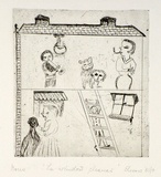 Artist: SHEARER, Mitzi | Title: The window cleaner | Date: 1980 | Technique: etching, printed in black ink with plate-tone, from one  plate