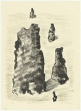 Artist: b'KING, Grahame' | Title: b'Termite Castles, Arnham Land' | Date: 1986 | Technique: b'lithograph, printed in colour, from two stones [or plates]'