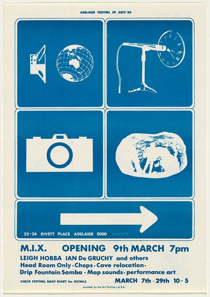 Artist: b'De Gruchy, Ian.' | Title: b'M.I.X. Opening, Adelaide Festival.' | Date: 1980