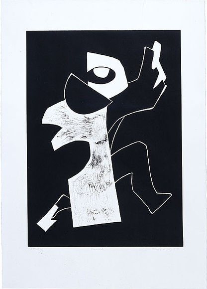 Artist: b'King, Inge.' | Title: b'Dervish' | Date: 1999 | Technique: b'linocut, printed in black ink, from one block'