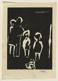 Title: b'not titled [mother and two children]' | Date: c.1966 | Technique: b'linocut, printed in black ink, from one block'