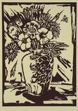 Artist: Williams, Marshall. | Title: not titled [flowers in a tall vase] | Date: (1994) | Technique: linocut, printed in black ink, from one block