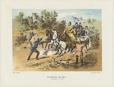 Title: Attacking the mail. | Date: 1865 | Technique: lithograph, printed in colour, from multiple stones