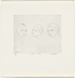 Artist: b'Dickerson, Robert.' | Title: b'Three faces.' | Date: 1999 | Technique: b'etching, printed in black ink, from one zinc plate'