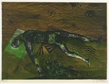 Artist: SELLBACH, Udo | Title: (Man lying on patterns) | Date: 1965 | Technique: lithograph, printed in colour, from three stones [or plates]