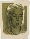 Artist: b'Brash, Barbara.' | Title: b'(Portrait).' | Date: 1950s | Technique: b'lithograph, printed in colour, from two plates'