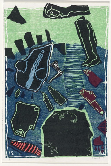 Artist: Simmul, Ilme. | Title: Sea world | Date: 1989 | Technique: woodcut, printed in colour, from multiple blocks