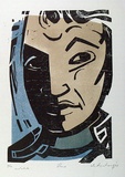 Artist: b'Armstrong, Ian.' | Title: b'Thore.' | Date: 1977 | Technique: b'woodcut, printed in colour, from three blocks'