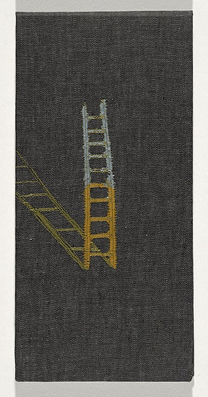 Title: b'Milieu [book]' | Date: 2006 | Technique: b'linocut, printed in black ink, from one block; machine stitching in olive green thread'