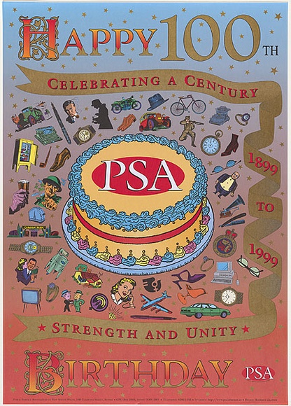 Title: b'Happy 100th birthday PSA' | Date: 1999 | Technique: b'offset-lithograph, printed in colour, from multiple plates'