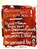 Artist: b'Andrew, Kevin.' | Title: b'Education cutbacks affect you.' | Date: 1977 | Technique: b'screenprint, printed in colour, from one stencil'