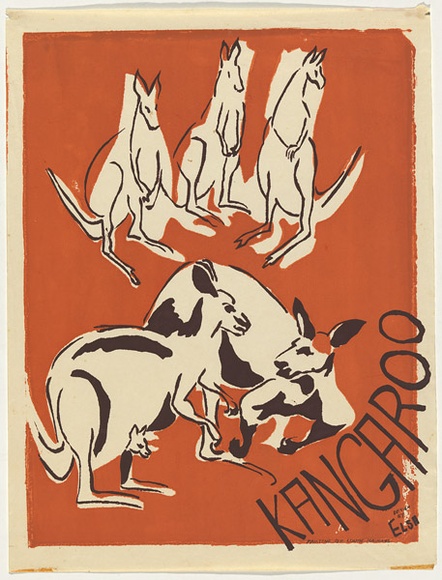Artist: Russell, Elsa. | Title: Kangaroo | Date: c.1965 | Technique: screenprint, printed in colour, from two stencils