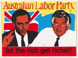 Artist: b'Robertson, Toni.' | Title: b'Postcard: Let the rich get richer (Australian labor party)' | Technique: b'screenprint, printed in colour, from multiple stencils' | Copyright: b'\xc2\xa9 Toni Robertson'