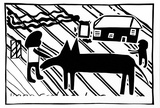 Artist: b'Jurrah, Roger.' | Title: b'Scabies Dogs Out (black stencil)' | Date: 1990 | Technique: b'screenprint, printed in colour, from three stencils'