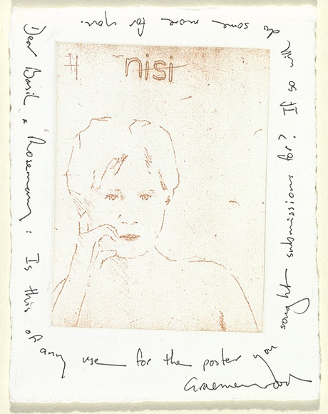 Artist: b'Wood, Graeme.' | Title: b'not titled [Nisi]' | Technique: b'etching, printed in brown ink, from one plate'