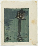 Artist: b'Spowers, Ethel.' | Title: b'The green lantern' | Date: c.1927 | Technique: b'linocut, printed in colour in the Japanese manner, from three blocks'