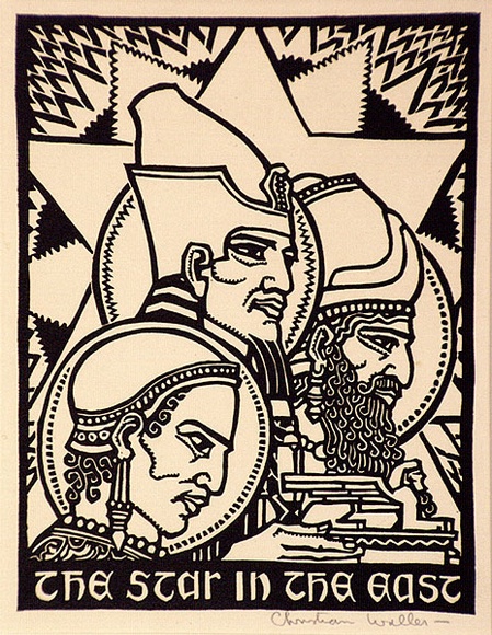 Artist: b'Waller, Christian.' | Title: b'Greeting card: The Star in the East' | Date: c.1932 | Technique: b'linocut, printed in black ink, from one block'