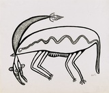 Artist: b'Akis, Timothy' | Title: b'Rat i gat longpela lek [Long-legged rat]' | Date: 1977 | Technique: b'photo-screenprint, printed in black ink, from one screen'