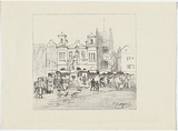 Artist: b'Allport, C.L.' | Title: b'A market place in the Latin Quarter, Paris.' | Date: c.1910 | Technique: b'lithograph, printed in black ink, from one stone [or plate]'
