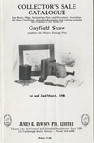 <p>Collector's sale catalogue... Gayfield Shaw.</p>