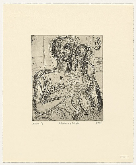 Artist: b'Furlonger, Joe.' | Title: b'Madonna and child (no.4)' | Date: 1989 | Technique: b'etching, printed in black ink, from one plate'