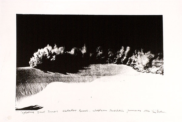 Artist: b'Burns, Tim.' | Title: b'Exploding Sand Dunes' | Date: 1974 | Technique: b'screenprint, printed in colour, from multiple stencils'