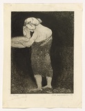 Artist: WILLIAMS, Fred | Title: Washing | Date: 1955-56 | Technique: etching, aquatint, engraving and rough biting, printed in black ink, from one copper plate; ink additions | Copyright: © Fred Williams Estate