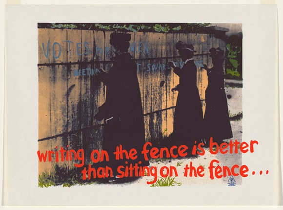 Artist: b'Robertson, Toni.' | Title: b'History II - ... but not much! There must be ways to break the fence down' | Date: 1977 | Technique: b'screenprint, printed in colour, from five stencils' | Copyright: b'\xc2\xa9 Toni Robertson'