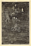 Title: Children playing at Kallista | Date: 1966 | Technique: woodcut, printed in black ink, from one block