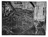 Artist: b'Rooney, Elizabeth.' | Title: b'(Bligh Street)' | Date: 1977 | Technique: b'relief print, printed in black ink, from one  zinc plate'