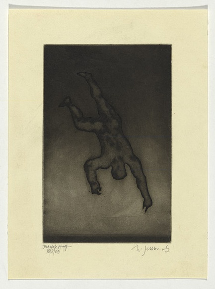 Artist: b'SELLBACH, Udo' | Title: b'(Falling man)' | Date: 1965 | Technique: b'etching and aquatint printed in black ink, from one plate'