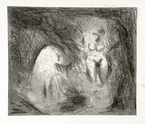 Artist: b'BOYD, Arthur' | Title: bNude walking in a creek with dog and ram's head. | Date: (1962-63) | Technique: b'etching and drypoint, printed in black ink, from one plate' | Copyright: b'Reproduced with permission of Bundanon Trust'