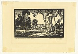 Artist: Lorimer, Vernon. | Title: Hawkesbury River Farm | Date: c.1935 | Technique: linocut, printed in black ink, from one block