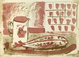 Artist: b'Grieve, Robert.' | Title: b'Still life' | Date: 1954 | Technique: b'lithograph, printed in colour from two stones'