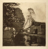 Artist: LONG, Sydney | Title: Beddington Corner | Date: 1922 | Technique: aquatint and softground etching, printed in dark brown ink with plate-tone, from one plate | Copyright: Reproduced with the kind permission of the Ophthalmic Research Institute of Australia