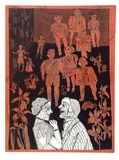 Artist: b'HANRAHAN, Barbara' | Title: b'The engagement' | Date: 1979 | Technique: b'relief-etching, printed in colour with plate-tone, from two plates'