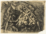 Artist: BOYD, Arthur | Title: Hand and horned figures. | Date: 1960-70 | Technique: lithograph, printed in black ink, from one stone [or plate] | Copyright: Reproduced with permission of Bundanon Trust