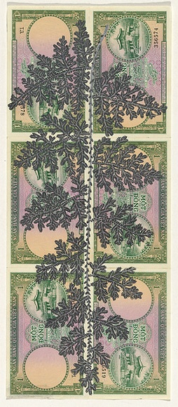 Artist: b'HALL, Fiona' | Title: b'Selaginella willdenovii - Peacock fern (Vietnamese currency)' | Date: 2000 - 2002 | Technique: b'gouache' | Copyright: b'\xc2\xa9 Fiona Hall'