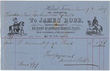 Title: b'Billhead: James Robb, Importer and manufacturer of all kinds of saddlery. Hobart Town and Launceston.' | Date: c.1870 | Technique: b'lithograph, printed in black ink, from one stone with pen and ink'