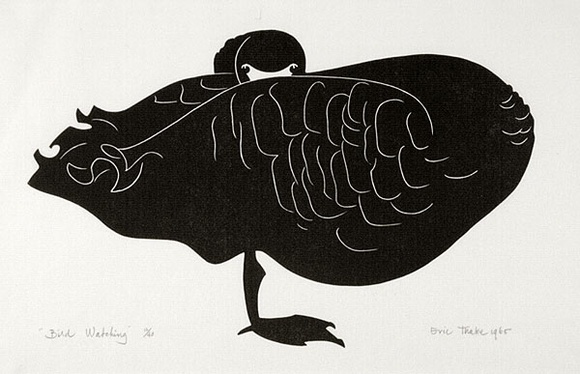 Artist: b'Thake, Eric.' | Title: b'Bird watching' | Date: 1965 | Technique: b'linocut, printed in black ink, from one block'