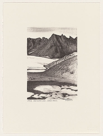 Artist: b'Elliott, Fred W.' | Title: b'Melt-water Lake, Masson Range' | Date: 1997, February | Technique: b'photo-lithograph, printed in black ink, from one stone' | Copyright: b'By courtesy of the artist'