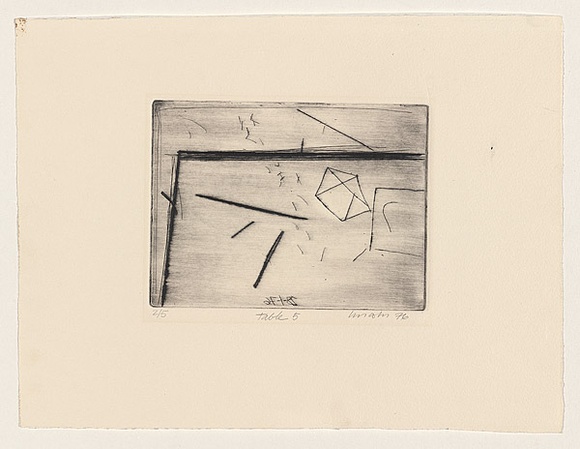Title: b'Table 5' | Date: 1976 | Technique: b'drypoint, printed in black ink, from one perspex plate'