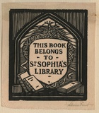 Artist: FEINT, Adrian | Title: Bookplate: This book belongs to St. Sophia's Library. | Date: (1926) | Technique: wood-engraving, printed in black ink, from one block | Copyright: Courtesy the Estate of Adrian Feint