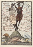 Artist: McMahon, Marie. | Title: The two Walyers | Date: 1988 | Technique: lithograph, printed in colour, from multiple stones | Copyright: © Marie McMahon. Licensed by VISCOPY, Australia