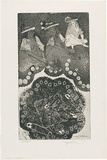 Artist: WALKER, Murray | Title: Stella and safety pins. | Date: 1972 | Technique: softground-etching and aquatint, printed in black ink, from one plate